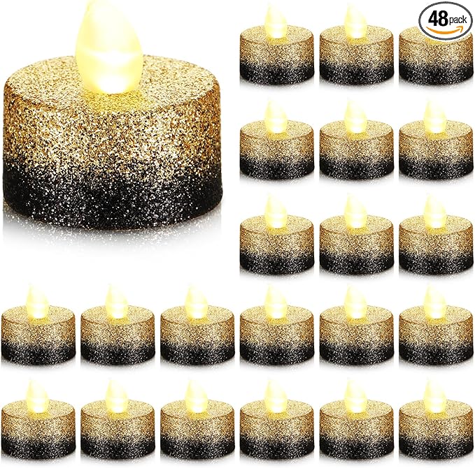 Retisee 48 Pcs Flameless LED Tea Lights Gold
